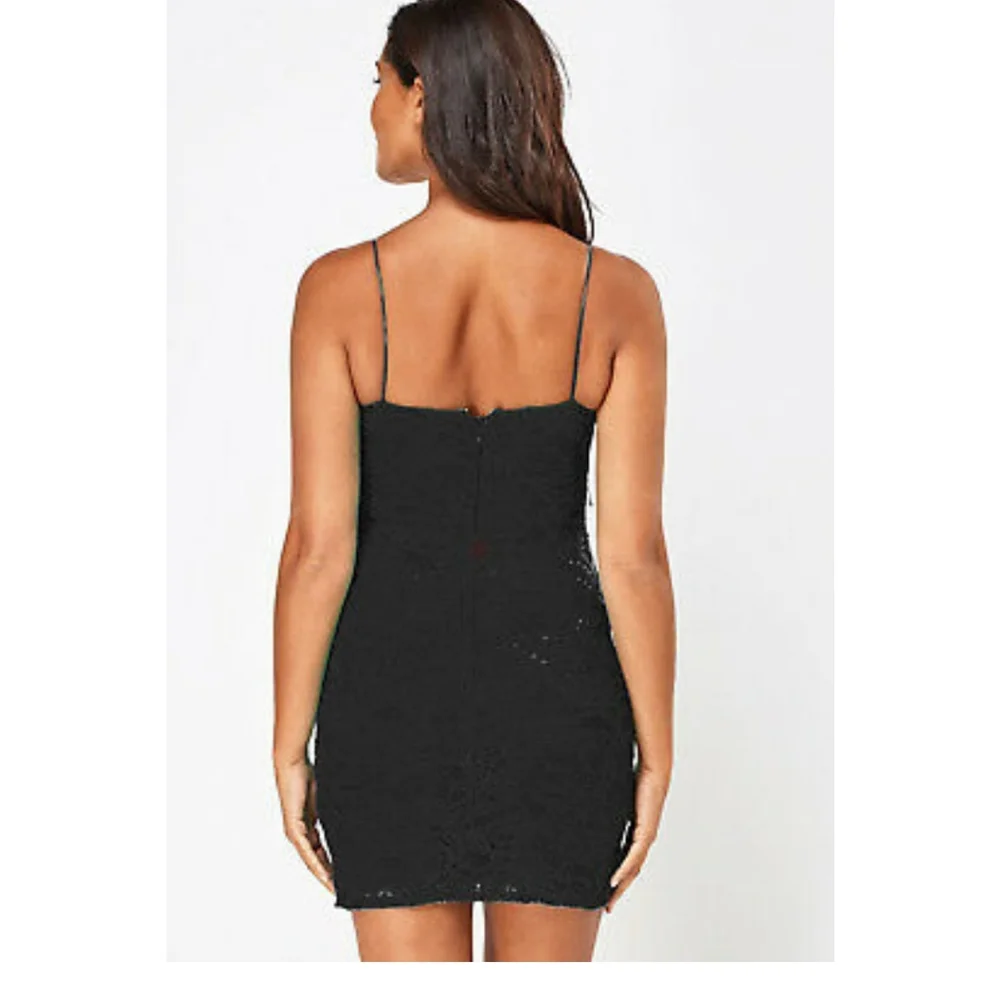 Nwt topshop little black dress lace mini high neck lace size‎ 4